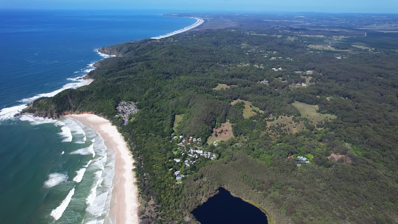 Broken Head Beach And Broken Head Nature Reserve In New South Wales, Australia - Aerial Drone Shot