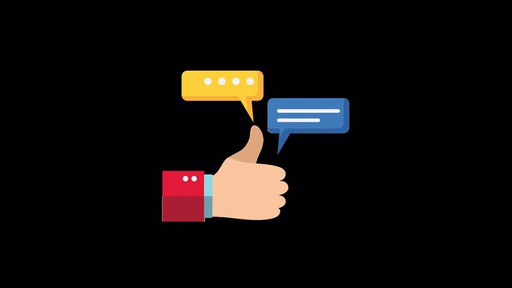 Animated Hand Giving Thumbs Up with Speech Bubbles