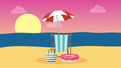 summer umbrella on the beach animation