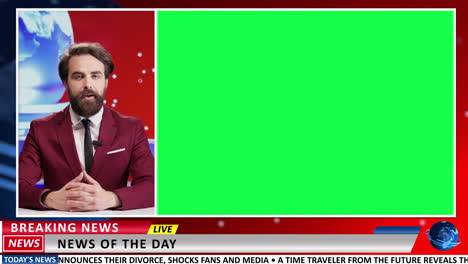 Newscaster-presents-news-on-greenscreen