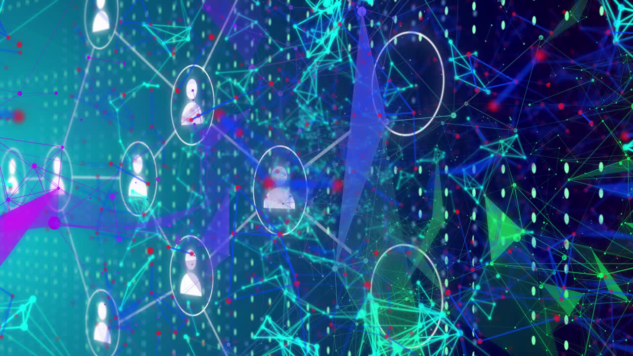 디지털 아이콘, 연결 및 데이터 처리의 애니메이션