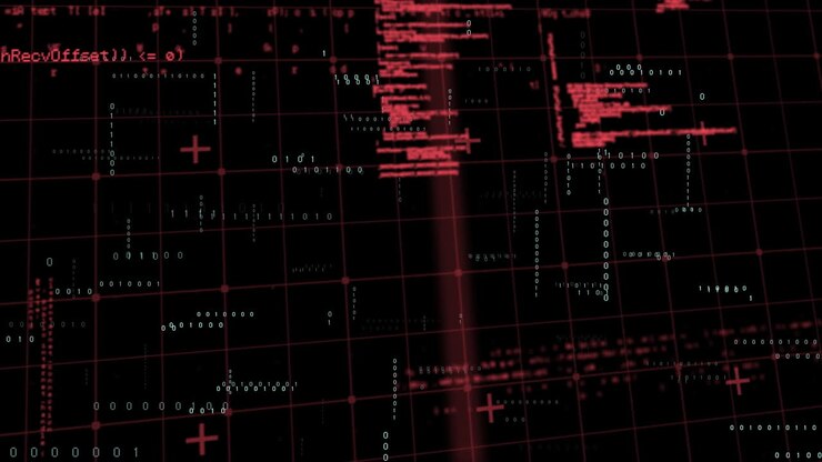 Animation of data processing on black background