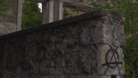 Footage-of-abandoned-and-demolished-house,-located-at-Vasilika,-Parnitha-mountain,-Athens,-Greece