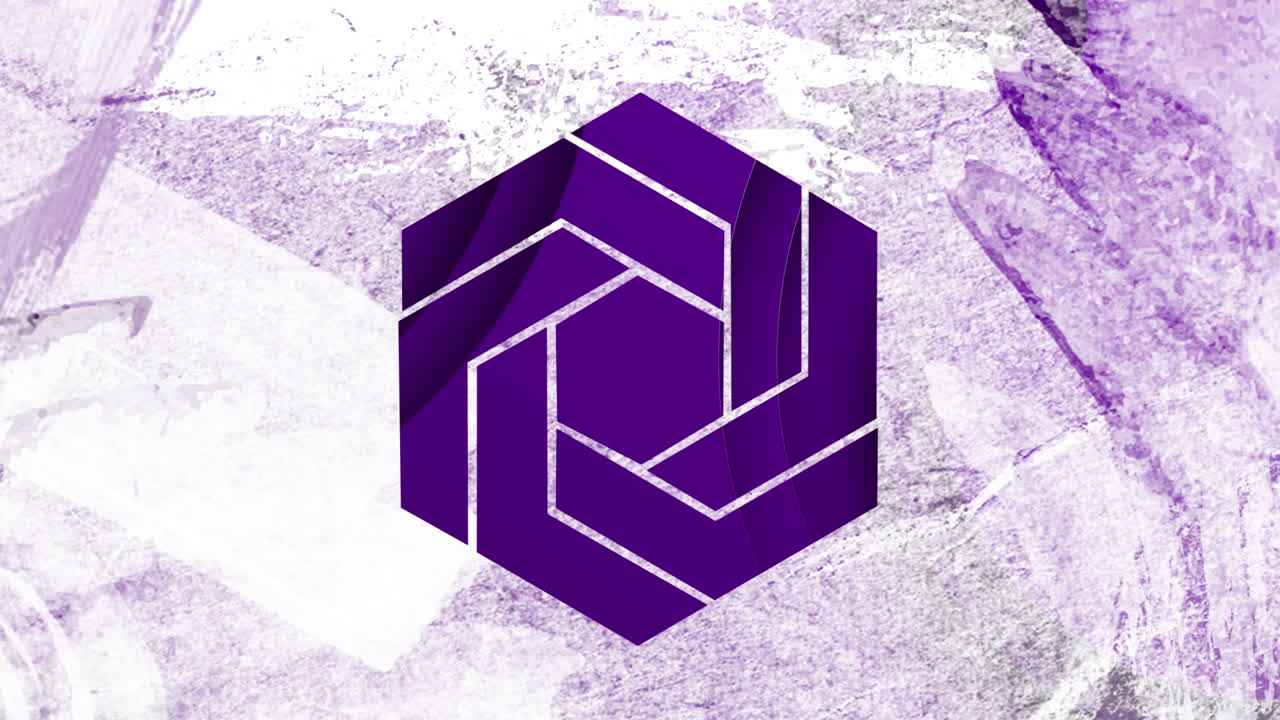 animación de marcos blancos y formas púrpuras sobre un fondo blanco