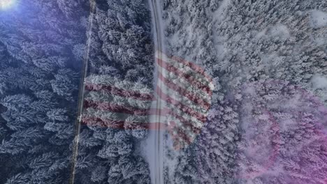 Animation-of-american-flag-over-road