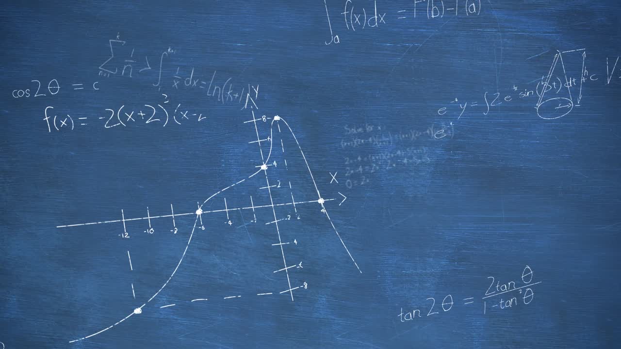 파란색 배경에 수학적 데이터 처리의 애니메이션