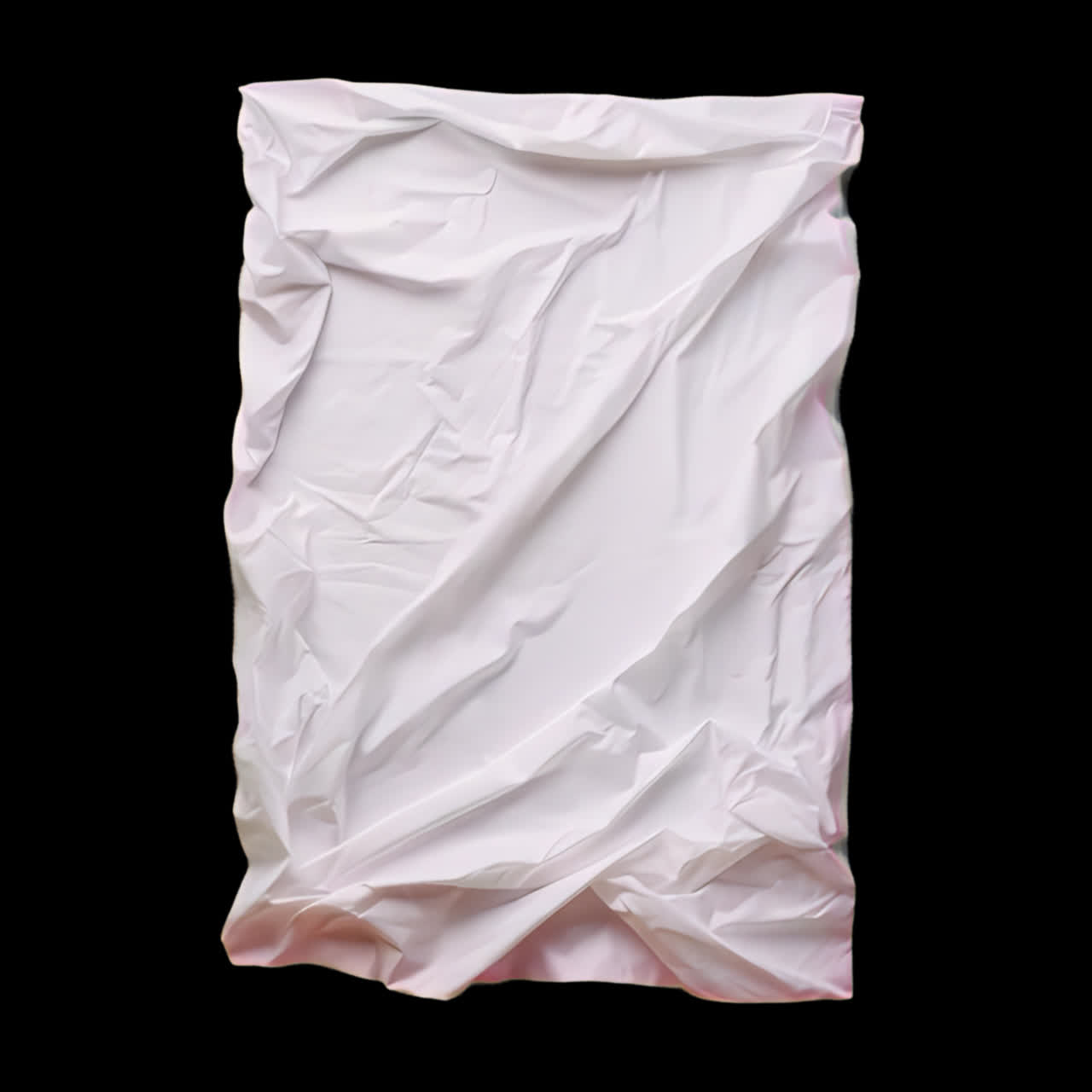 Old wrinkled sheet animation isolated asset, transparent 4K video, alpha channel, ProRes 4444