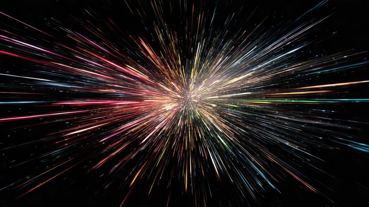 A Stunning Visual Explosion of Color and Light, Creating a Dynamic Radiance with Lines of Energy Radiating from a Central Point in a Cosmic Display