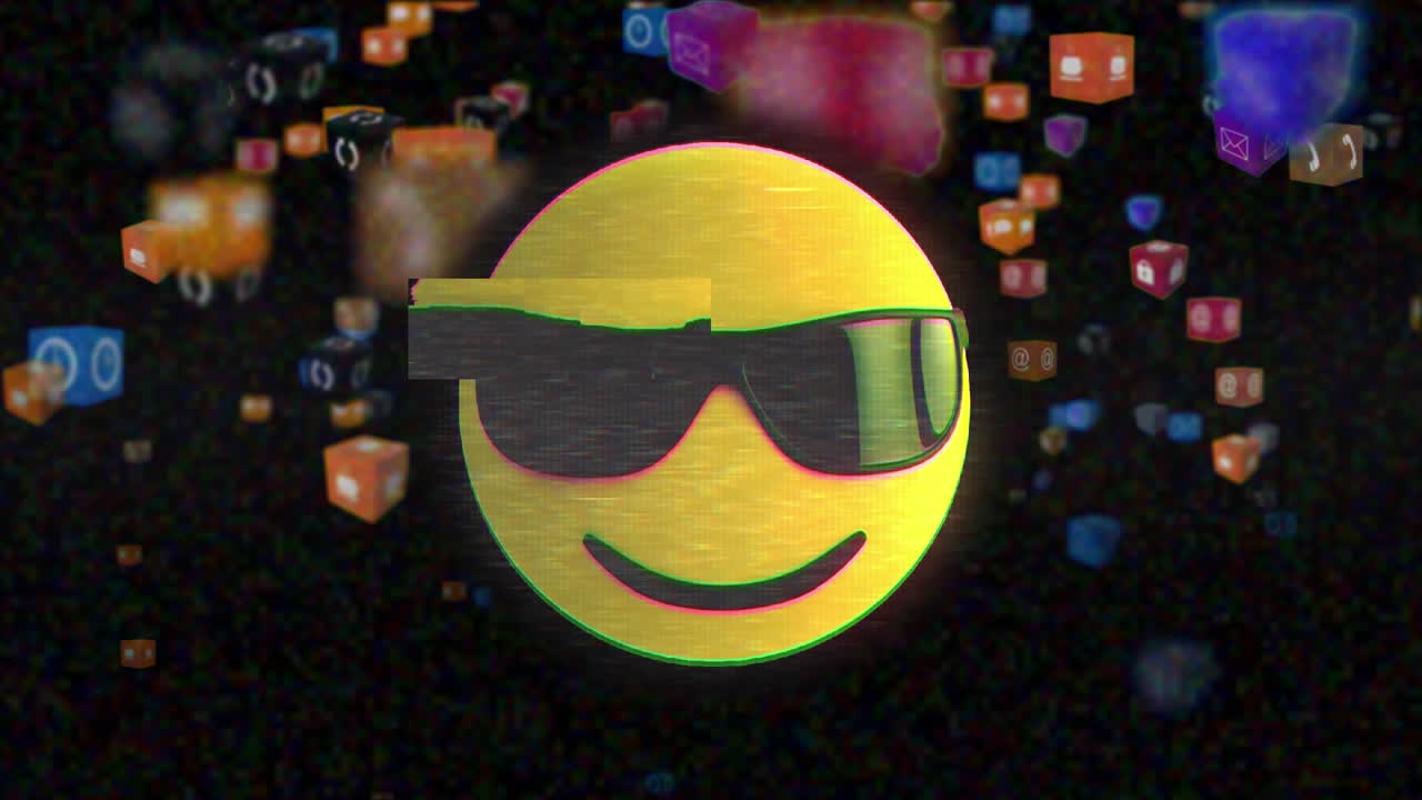 animación del icono de emoji fresco con gafas de sol