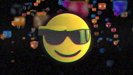 animación del icono de emoji fresco con gafas de sol