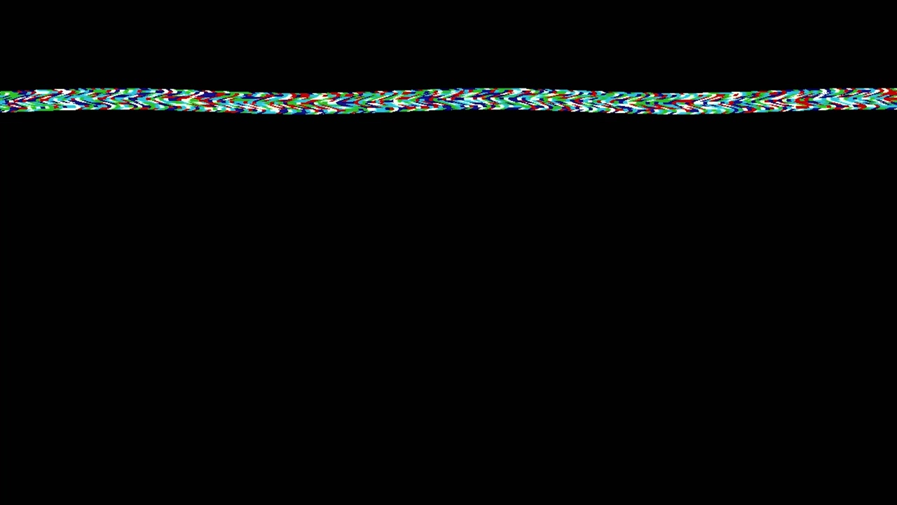 Glitch digitale, linea statica che si muove su sfondo nero