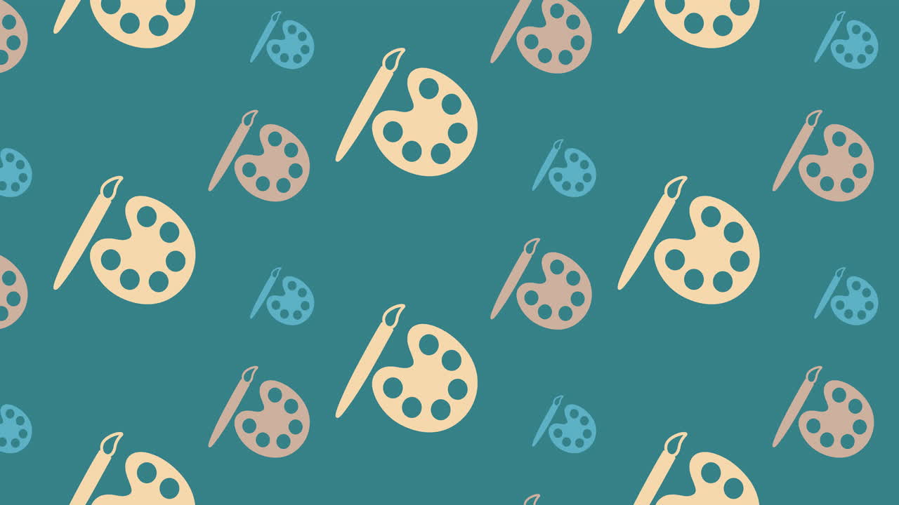 초록색 배경에 움직이는 학교 아이콘의 애니메이션