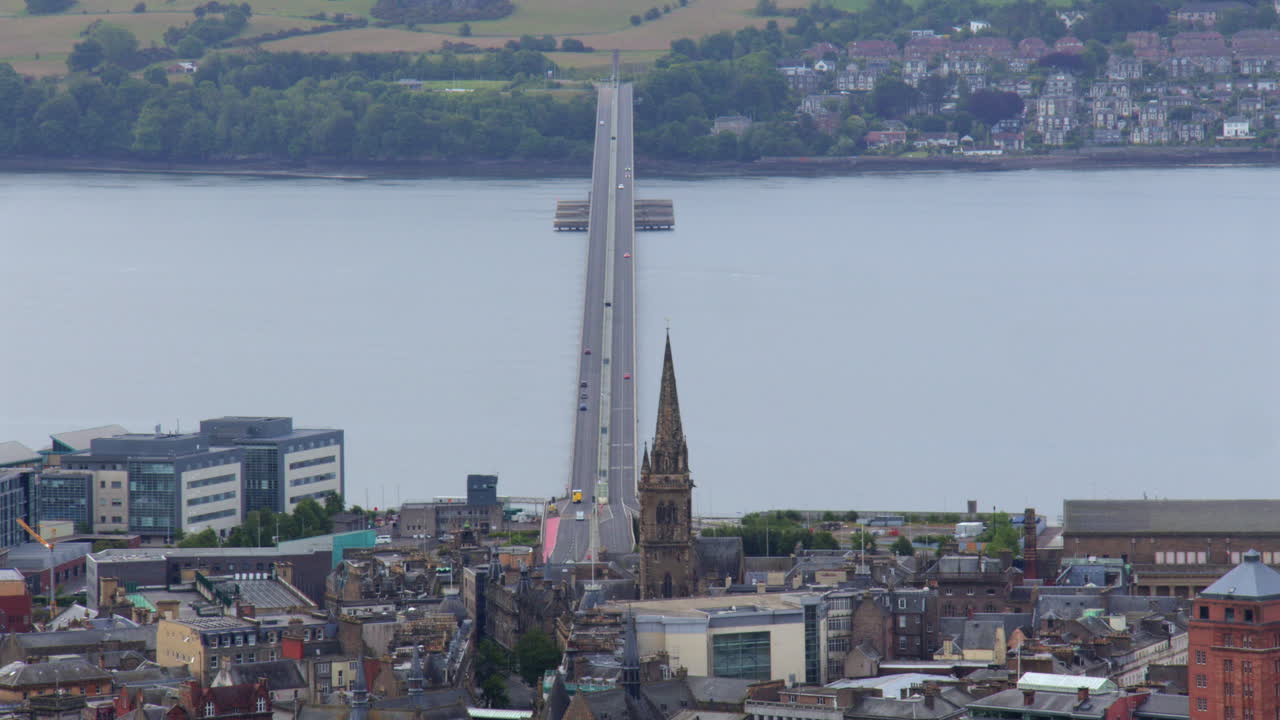 Long shot of the A92 Tay Road bridge at Dundee