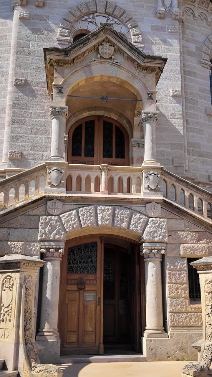 Monaco City, Monaco - September 4, 2024: The facade of the Palace of Justice in the Old Town. Vertical