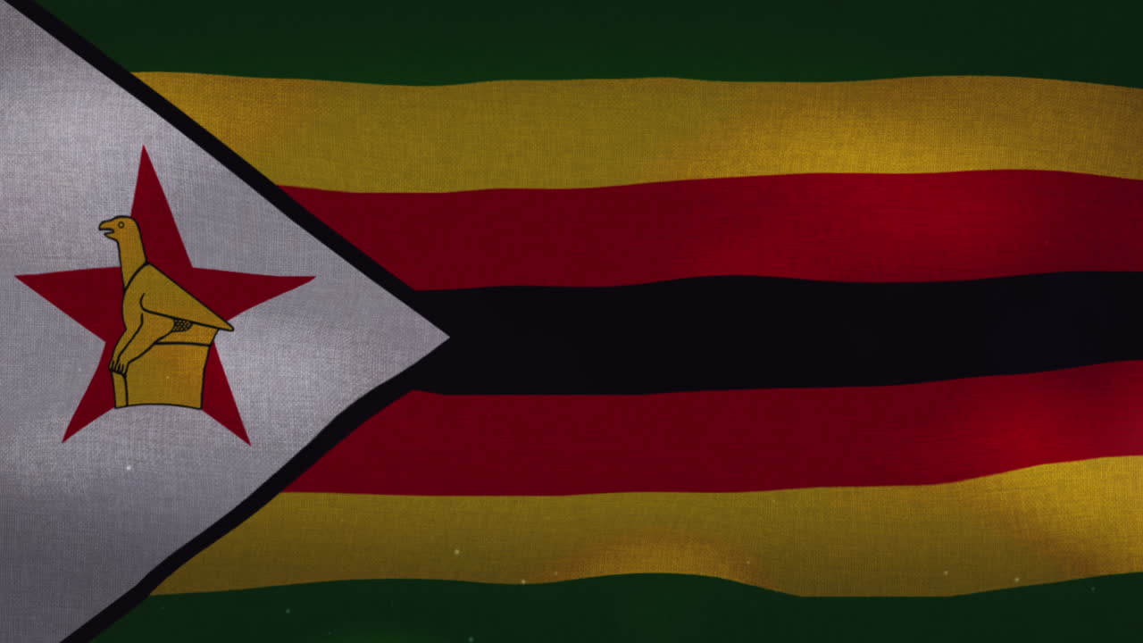 la bandera nacional de zimbabue ondeando