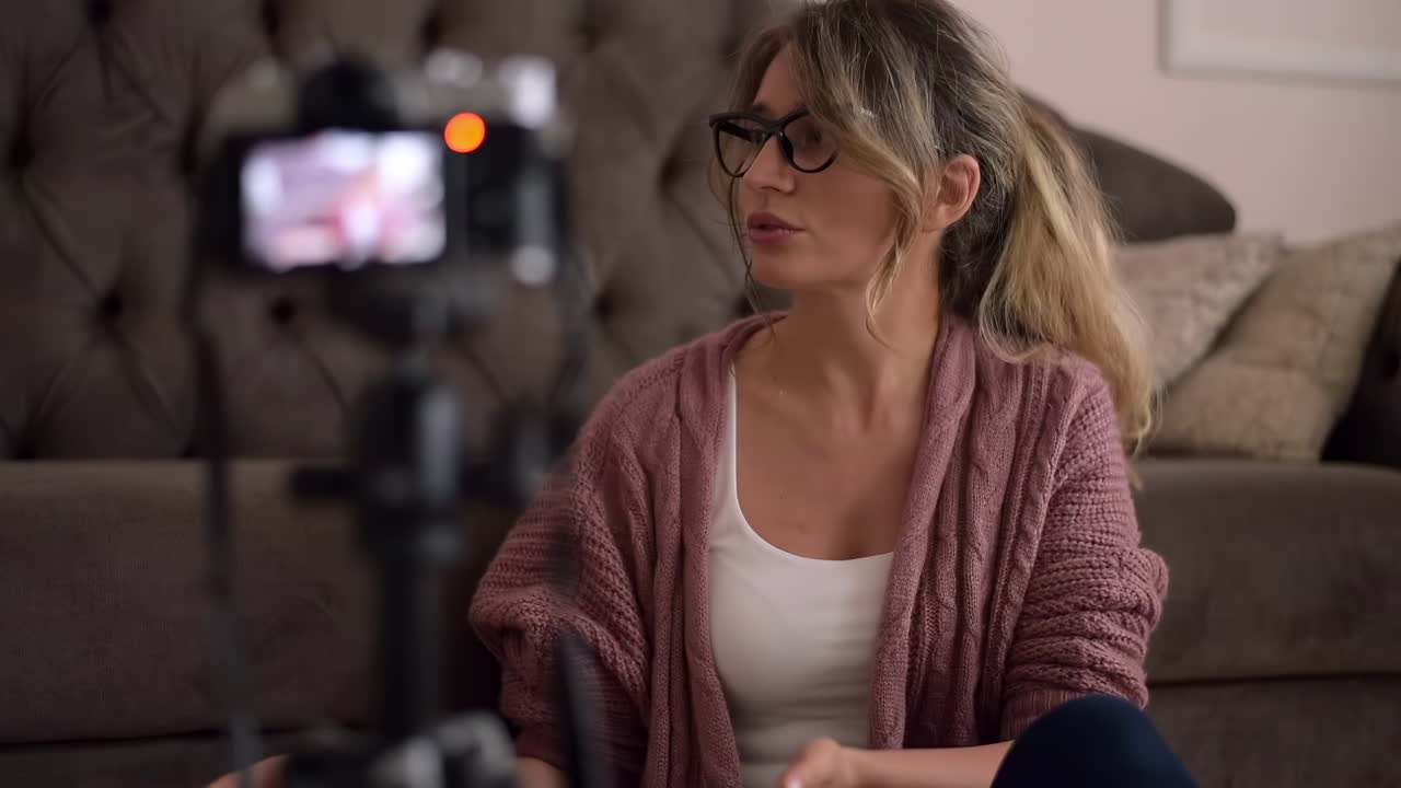 una mujer haciendo vlogs.