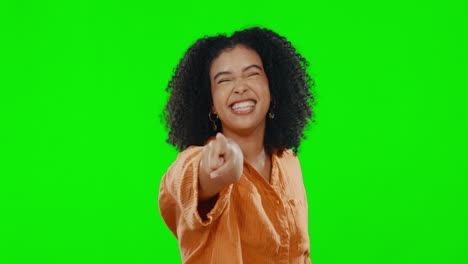 Green-screen,-face-of-happy-woman