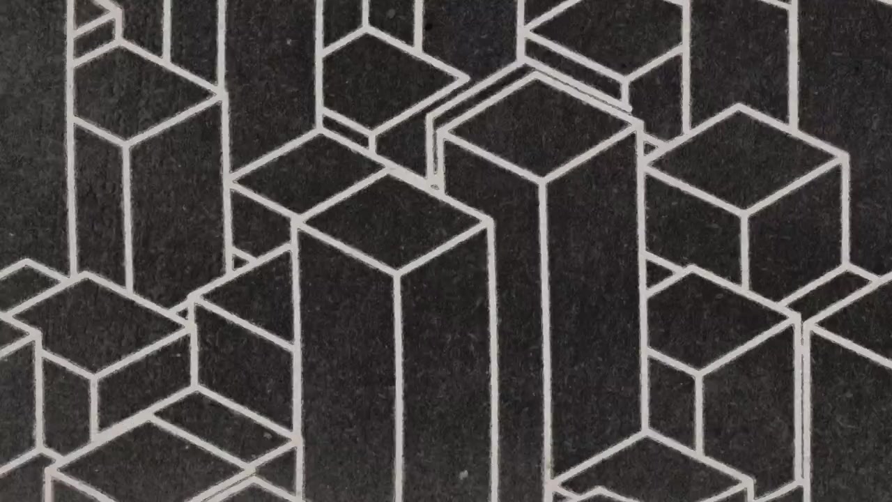 Modello astratto animato di cubi geometrici che salgono e scendono