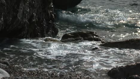 waves crashing on rocks