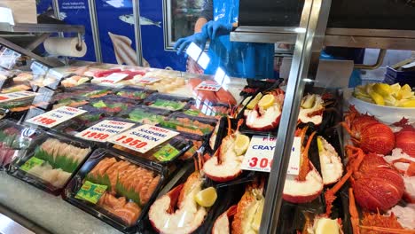 fresh seafood on display at melbourne market