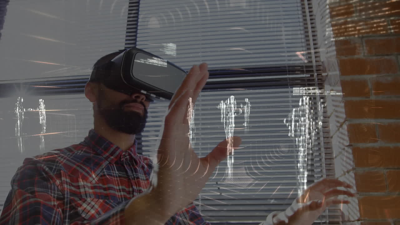 Animation of data processing over businessman working in office