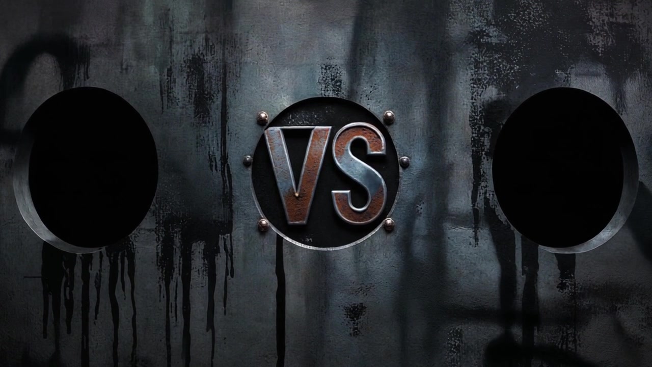 Logo Testuale Versus su Parete Metallica Industriale Grezza