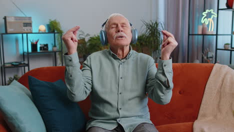 grandfather man breathes deeply eyes closed meditating with concentrated thoughts peaceful mind