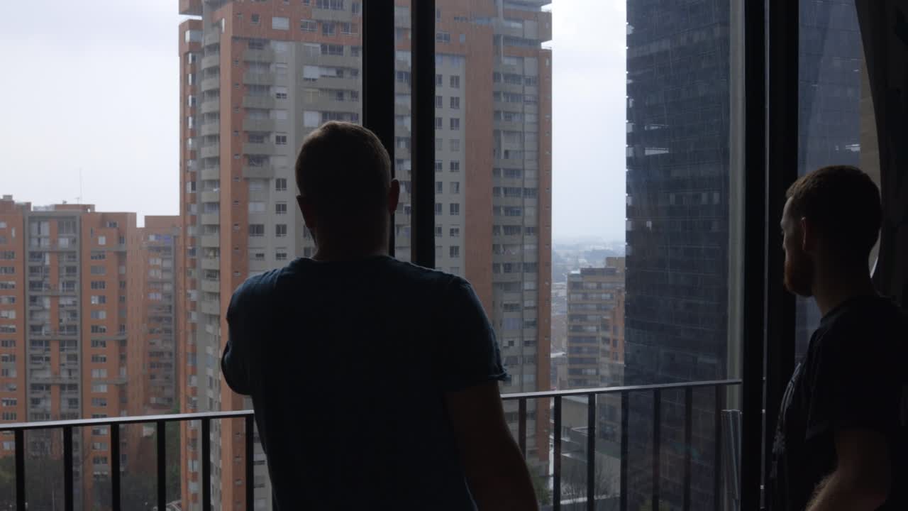Bogota Colombia looking through modern apartment window view modern building
