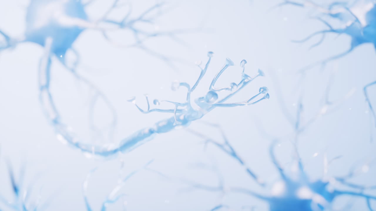 Cellula nervosa biologica con concetto di biomedicina, rendering 3D