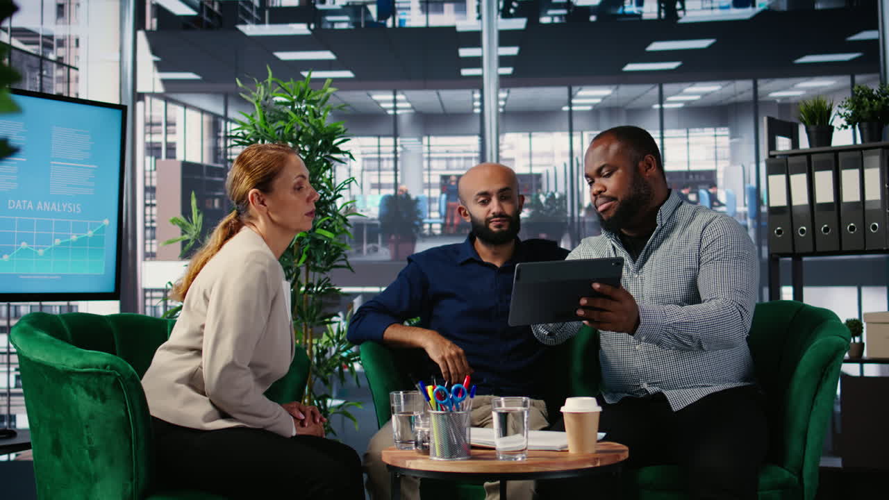 Vertical Video Group of empowered company leaders discuss corporate performance metrics