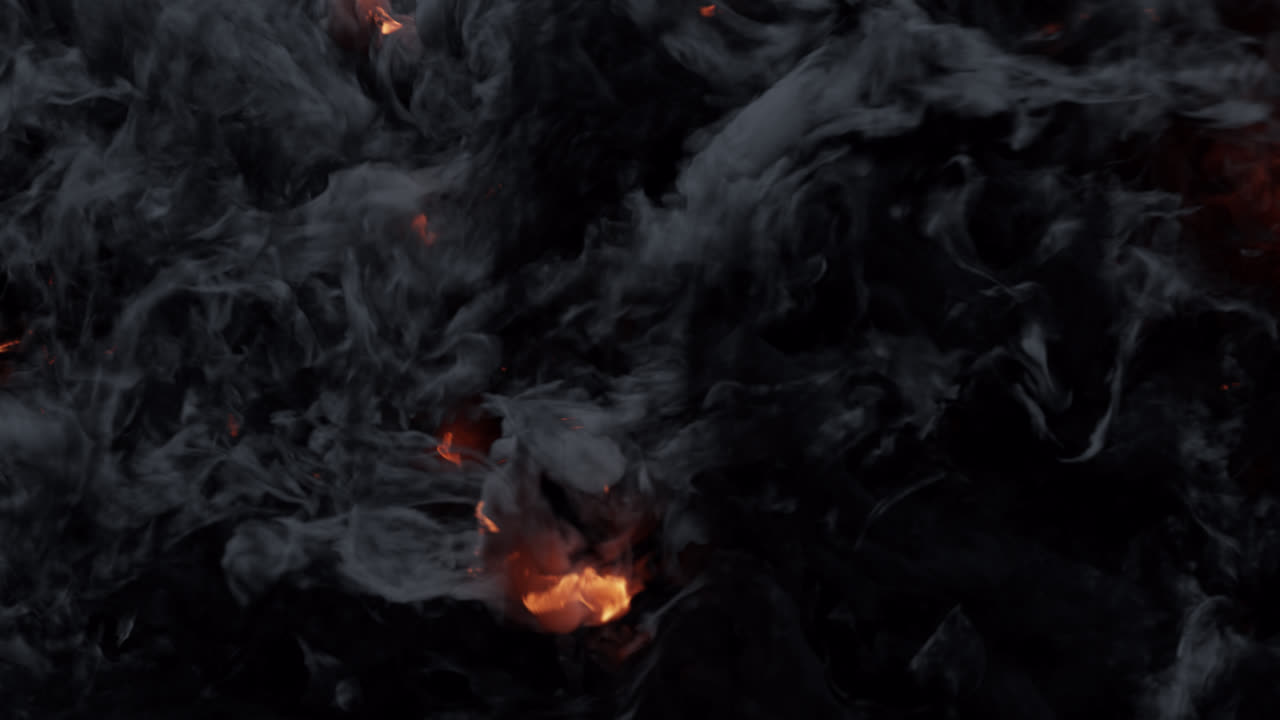Dynamic Fire Explosion with Smoke on Black Background