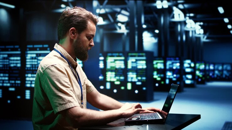 Entwickler führt einen Server-Diagnosetest durch