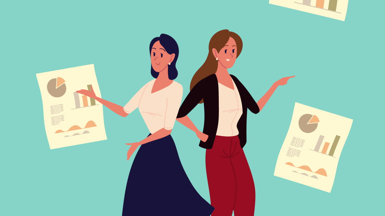 personajes de animación de mujeres jóvenes elegantes