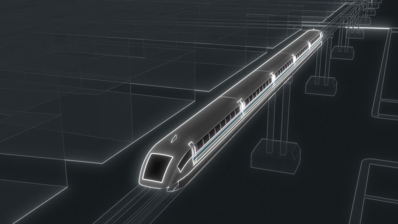 마그네틱 레비테이션 기차 (sci-fi: 미래의 스타일) 3d 4k