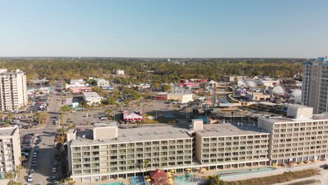 Areal-shoot-of-residential-area-near-the-coast-at-Myrtle-Beach,-South-Carolina,-USA