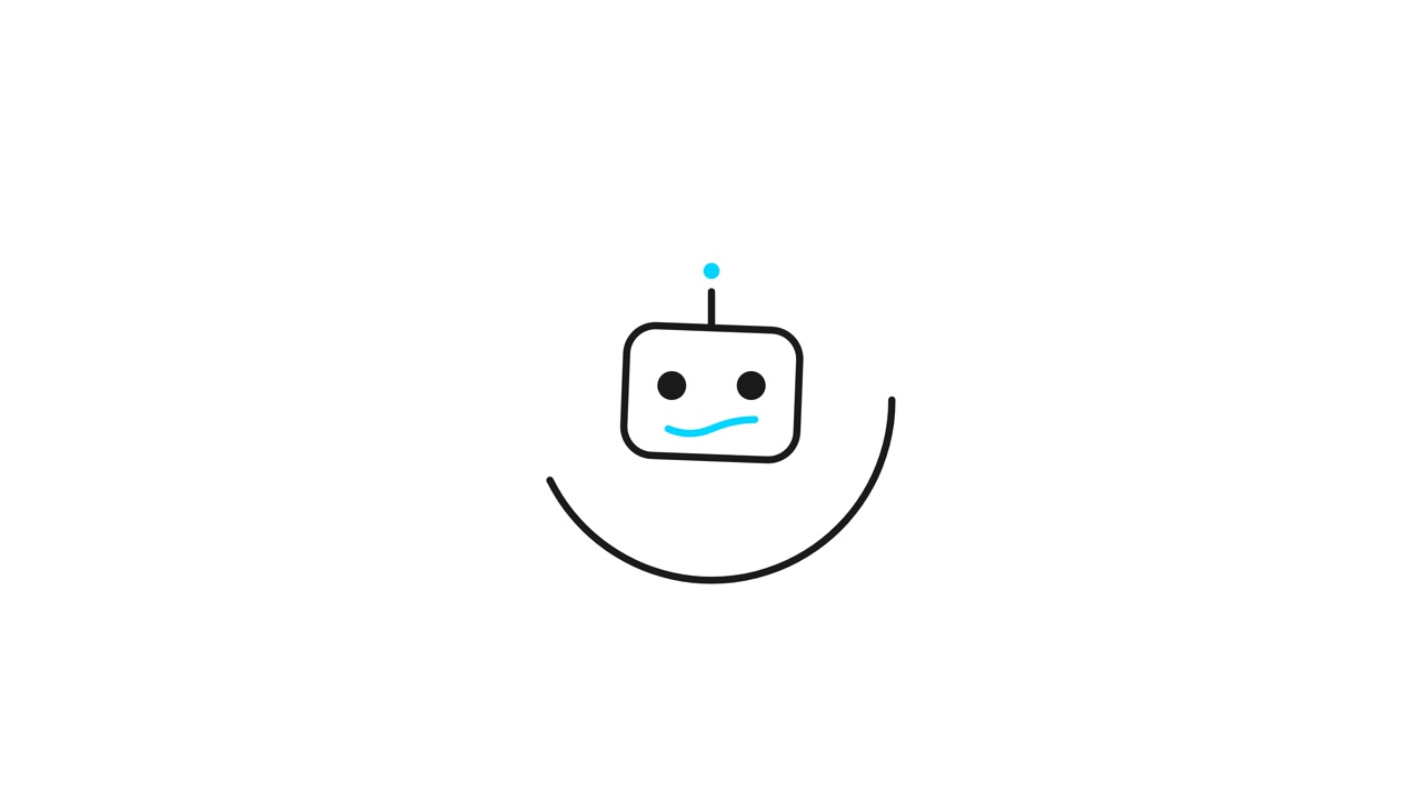 Icona animata di personaggio robot minimalista con espressioni mutevoli