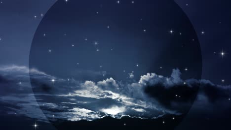 fantasy night sky and star shaped particles