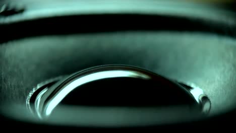 closeup at moving sub-woofer. speaker part music