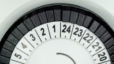la mirada más cercana del reloj de la hora en la pared