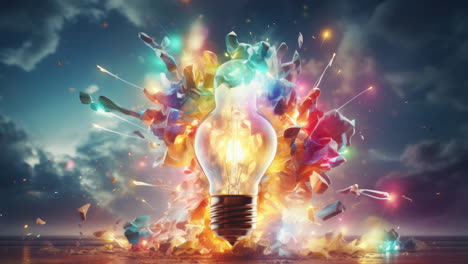 creative spark concept with a light bulb surrounded by clouds made with ai