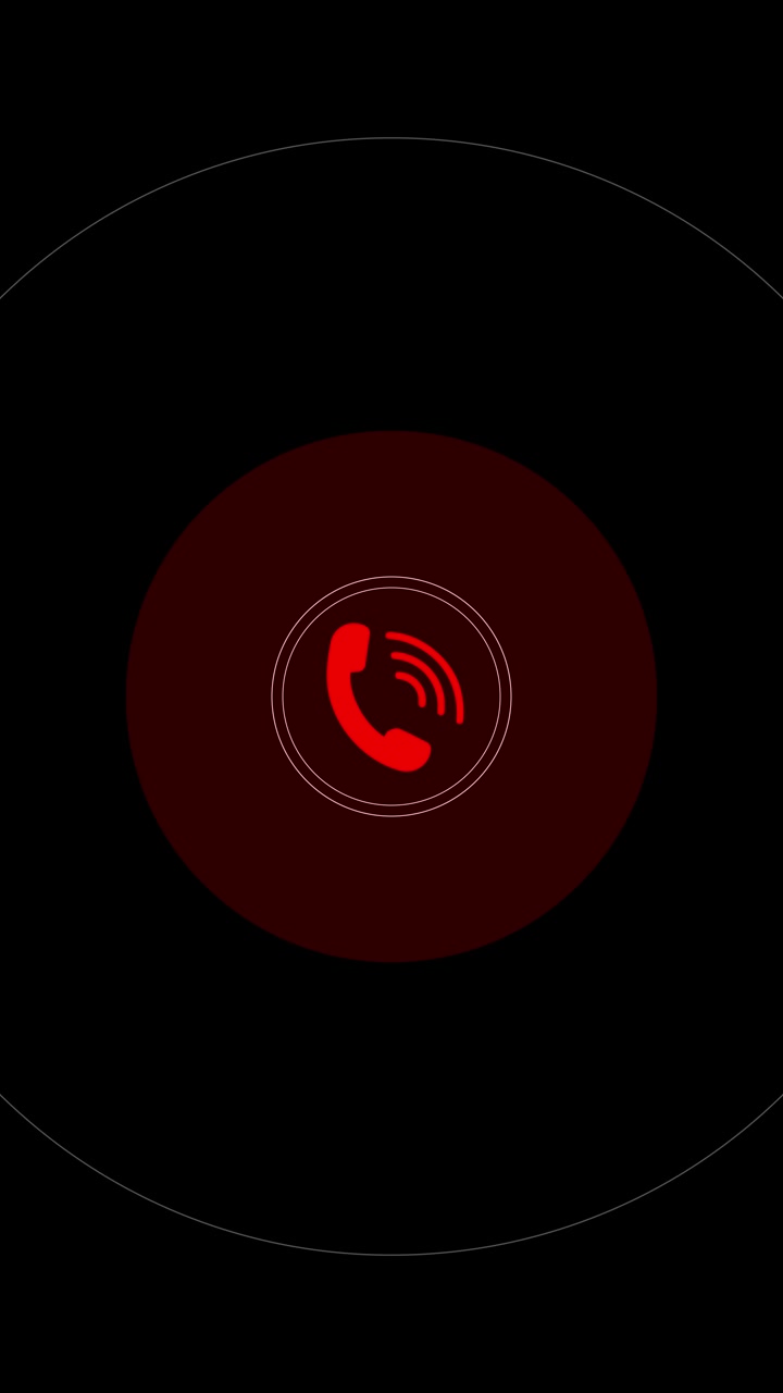 Red call alert icon background glowing phone symbol circular signal rings and dark emergency style