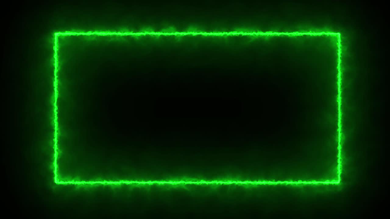 A rectangular frame of glowing, electric green energy on a black background. For intros, logos, or as a dynamic border element
