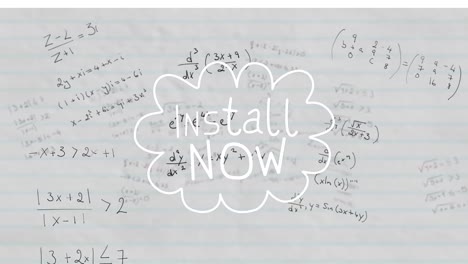 animation of install now over white background with math formulas
