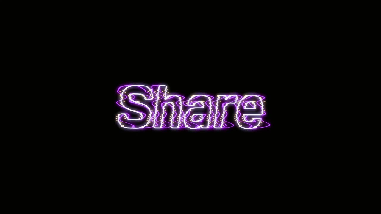 Flickering Neon Share Text Animation on Black Background
