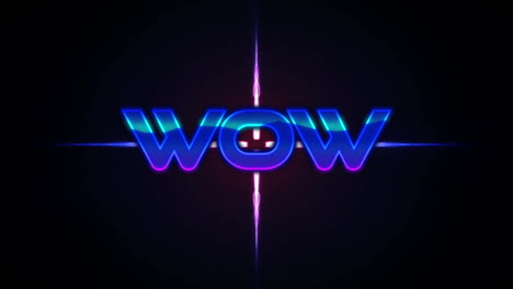 animation of wow text over purple glowing shape