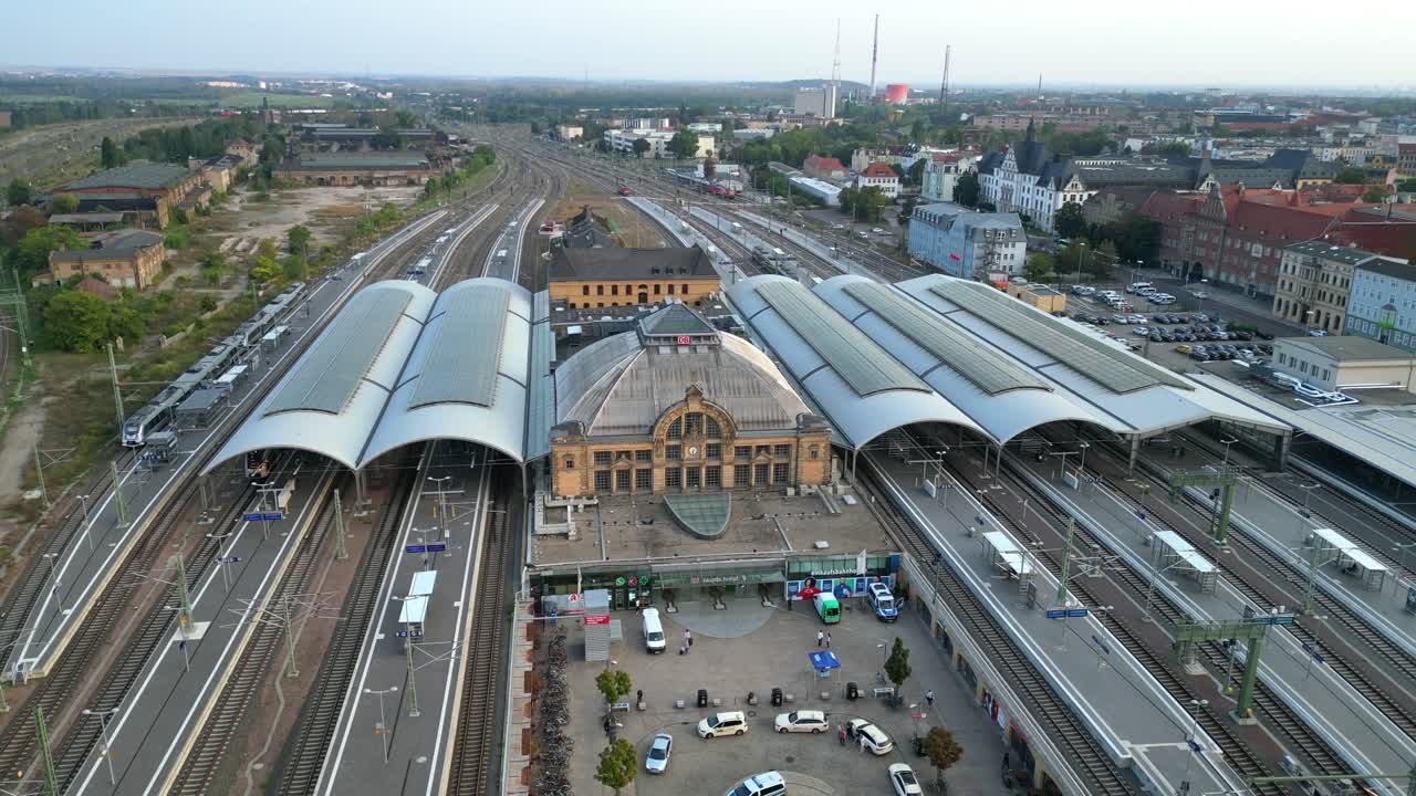 Aerial View of a Train Station in Germany