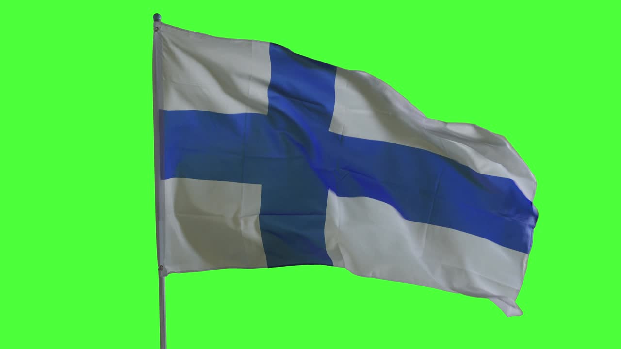 핀란드 국기가 바람에 날고 있다.