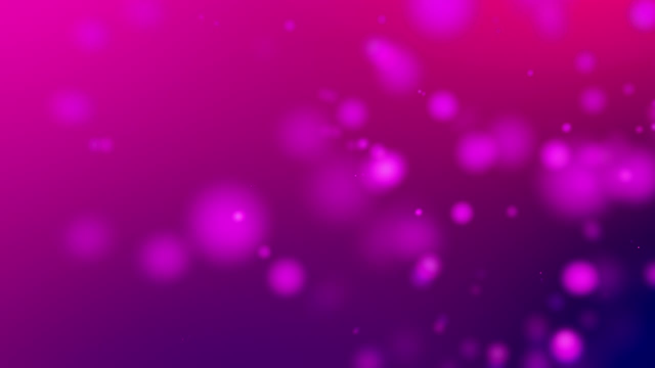 4k rayos de luz púrpura claro, bokeh flotando en colorido púrpura oscuro a rosa, fondo de gradiente en movimiento. animación en 3d en bucle de partículas dinámicas girando en el aire con video bokeh