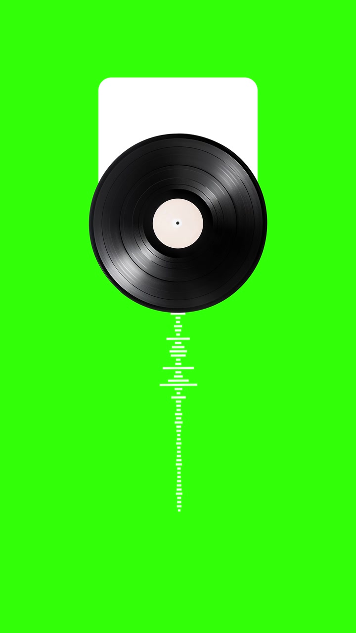 Disco in Vinile che Gira con Forma d'Onda Audio Animata su Schermo Verde