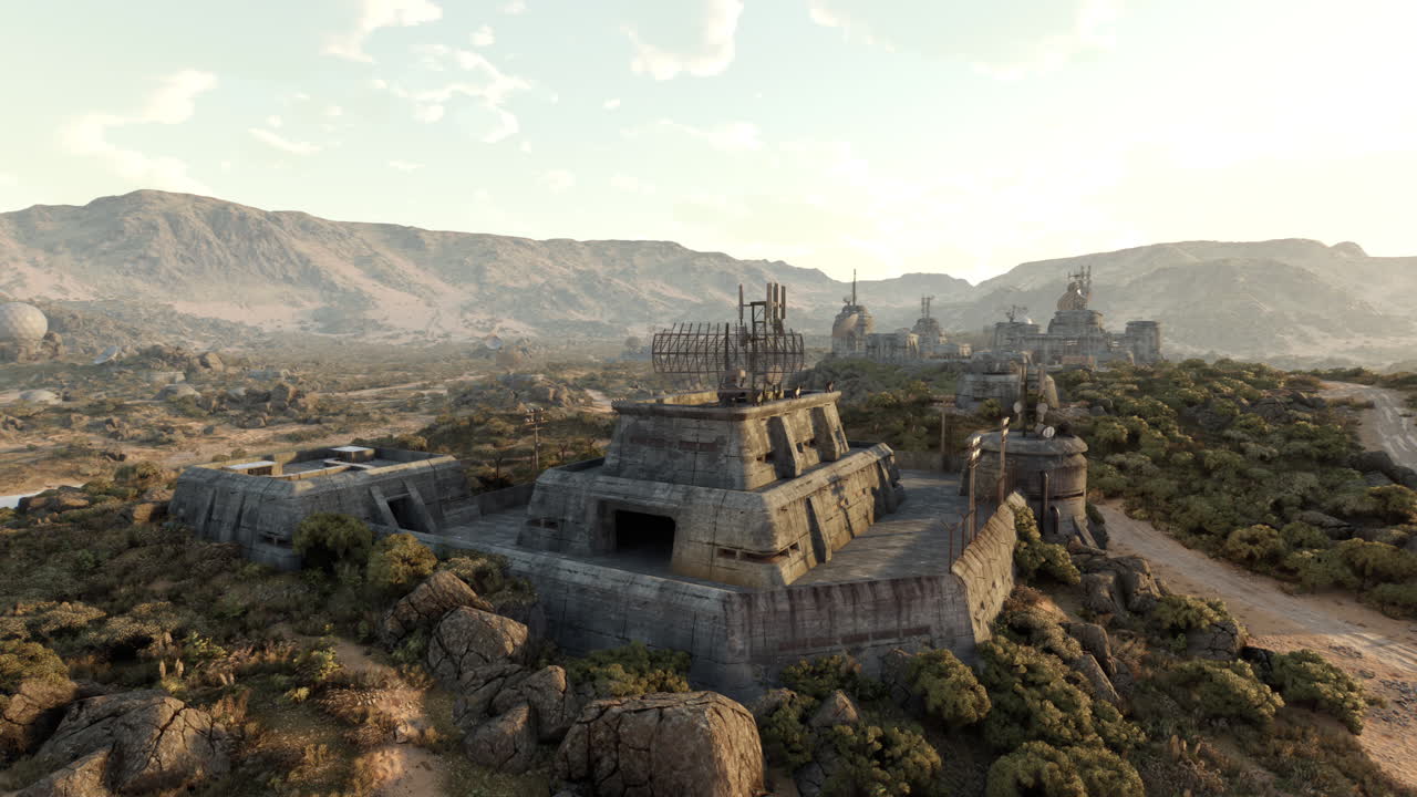 base militar futurista en el desierto